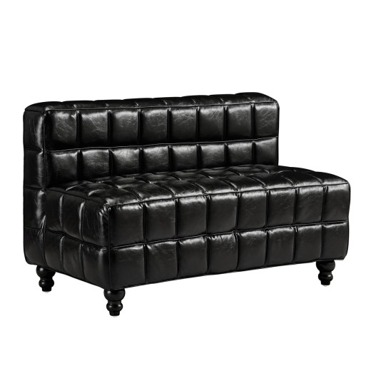 48"L x 29"H  Black Single Upholstered Booth with Biscuit Tufted Back and Wood Frame