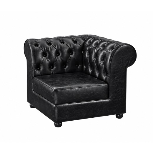 35"L x 31"H Black Chesterfield Corner Upholstered Booth with Button Tufted Back