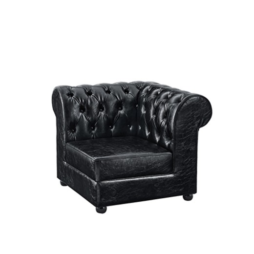 35"L x 31"H Black Chesterfield Corner Upholstered Booth with Button Tufted Back