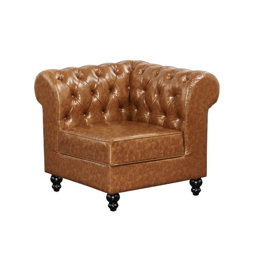 35"L x 31"H Brown Chesterfield Corner Upholstered Booth with Button Tufted Back