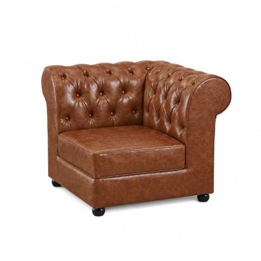 35"L x 31"H Brown Chesterfield Corner Upholstered Booth with Button Tufted Back