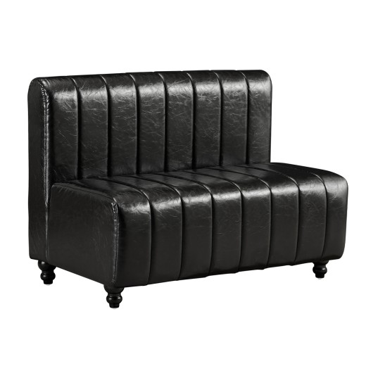 48"L x 32"H  Black Single Upholstered Booth with Vertical Channel Back and Wood Frame