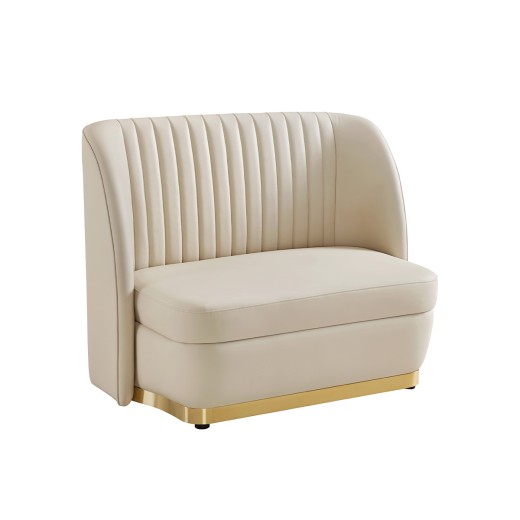 36"H x 48"L  Modern Vertical Channel Back Single Booth with Cream Vinyl Upholstery and  Wood Frame