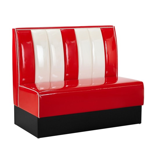 47"L x 39"H  Wood Framed Red & White Vinyl Retro Diner  Booth, Single Sided