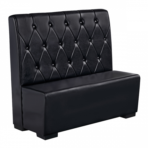 44''H Black Button Tufted Back Upholstered Single Booth 