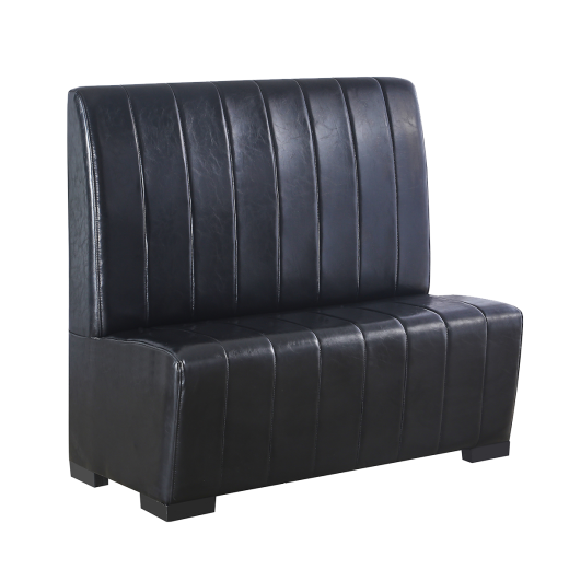 44"H Black Single Upholstered Booth with Vertical Channel Vinyl Back
