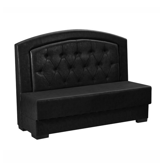 60"L x 44"H Black Vinyl Single Booth with Diamond Tufted Back and Black Wood Base