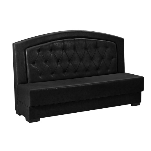72"L x 44"H Black Vinyl Single Booth with Diamond Tufted Back and Black Wood Base