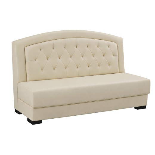 72"L x 44"H Cream Vinyl Single Booth with Diamond Tufted Back and Black Wood Base