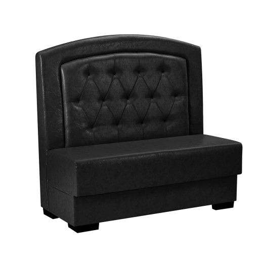 47"L x 44"H Black Vinyl Single Booth with Diamond Tufted Back and Black Wood Base