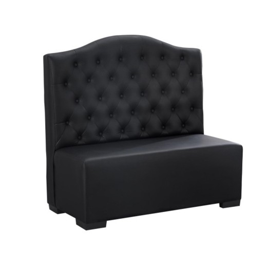 47"L x 46"H Single High Back Black Vinyl Upholstered Booth with Diamond Tufting