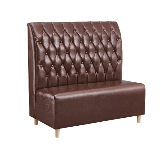 48"L x 46"H Single Booth with Diamond Tufted Back, Brown Vinyl Upholstery, and Wood Base