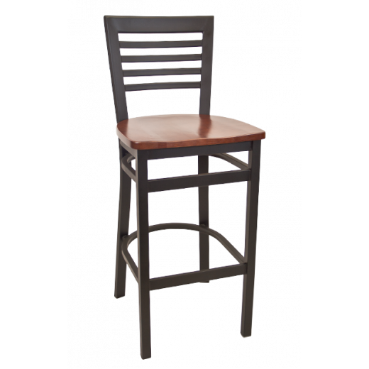 Metal Ladder Back Barstool w/Wood Seat 