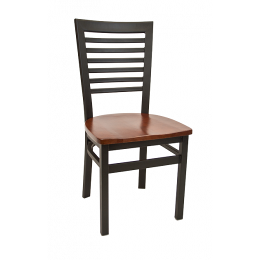 Metal Ladder Back Chair w/Wood Seat 