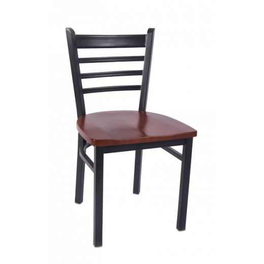 Ladder Back & Wood Seat Smooth Paint Metal Chair