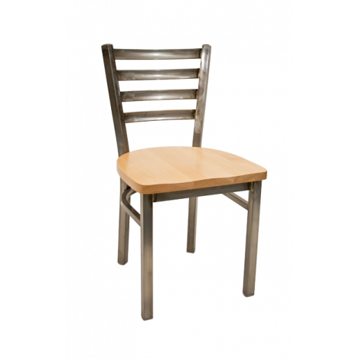 Ladder Back Clear Coated Chair w/ Wood Seat