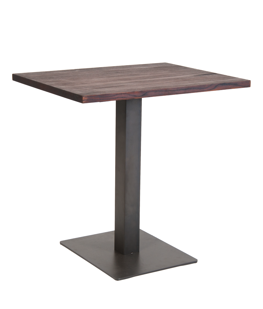 Indoor Walnut Finish Elmwood Top Table w/Steel Base 23.5"x 30"