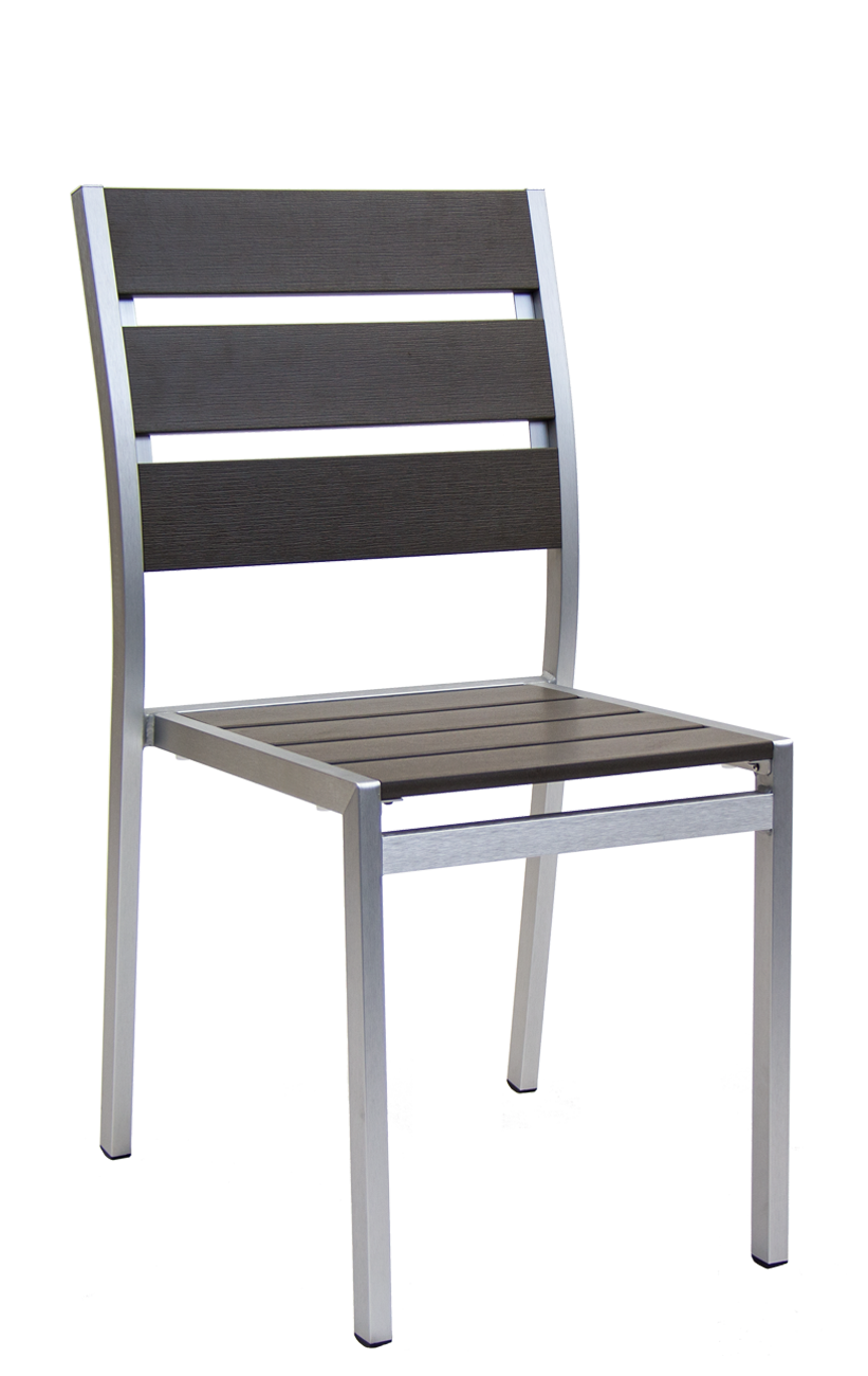 Aluminum Outdoor Chair w/ Imitation Teak Slats