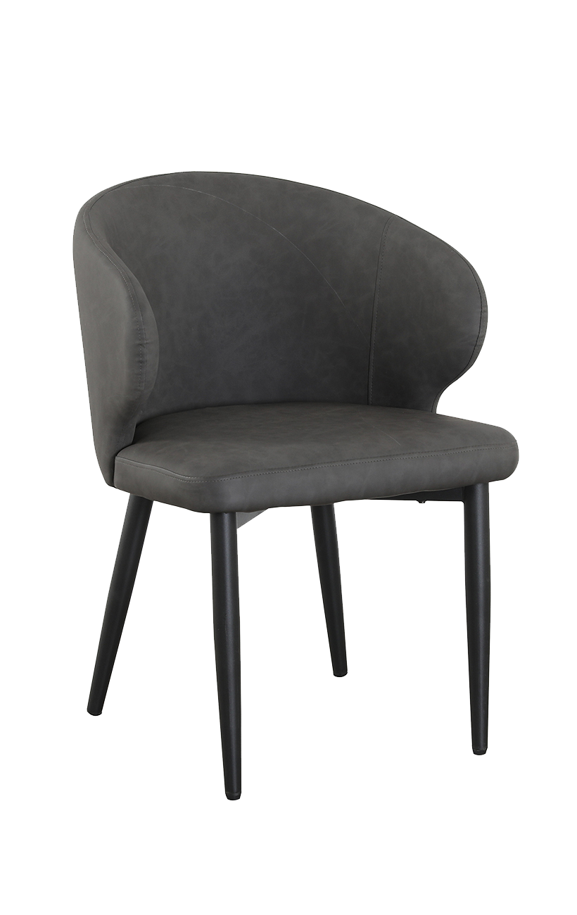 PU Leather Chair in Dark Gray with Black Metal Frame RESTAURANT CHAIRS