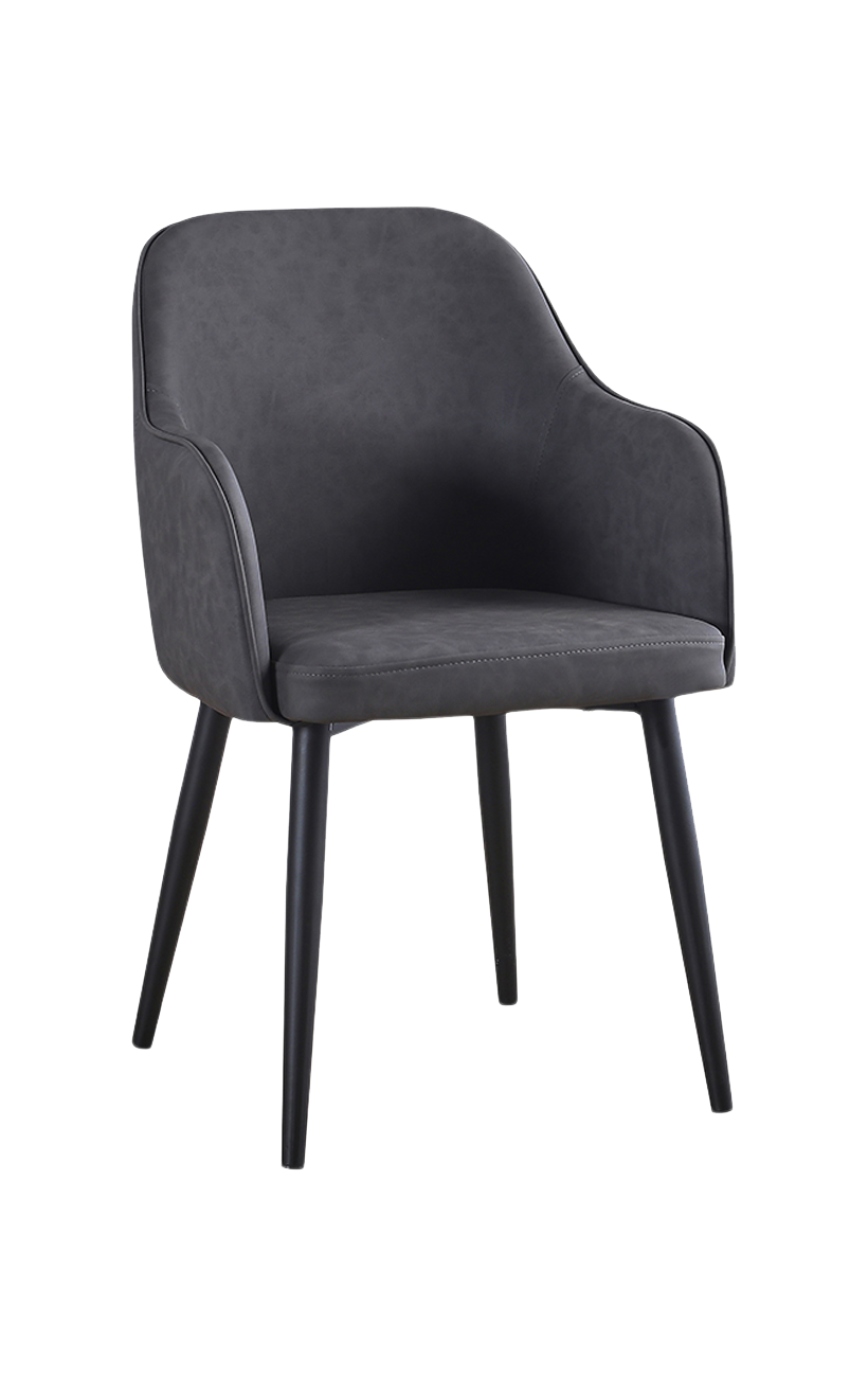 Gray Vinyl Armchair with Black Steel Legs Upholstered Chairs