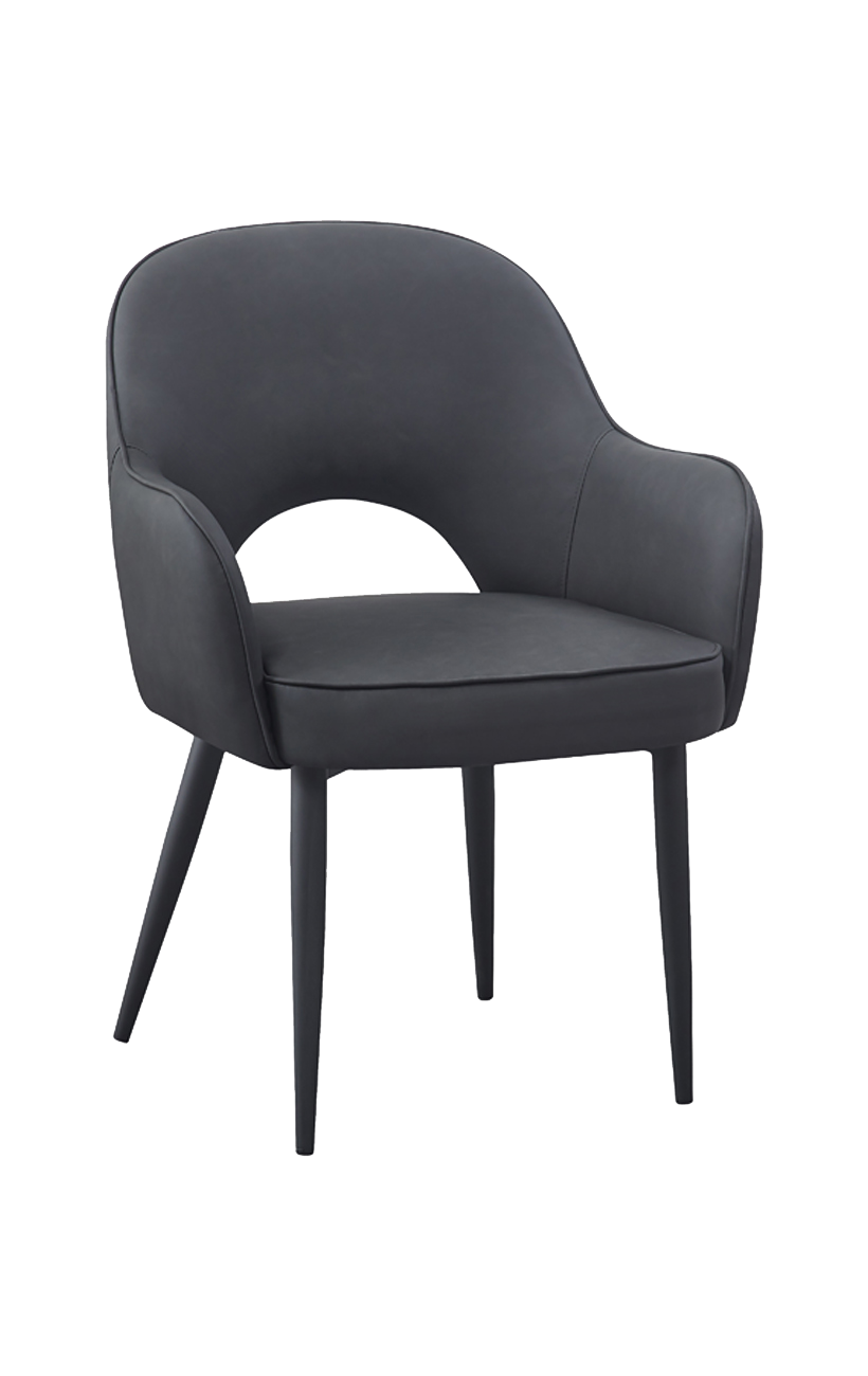 PU Leather Chair in Dark Gray with Steel Legs