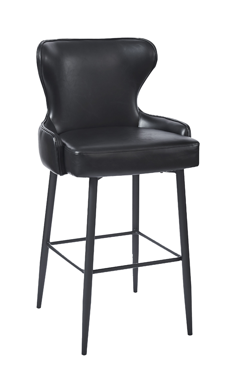 Black Steel Barstool with Black Back & Seat Restaurant Bar Stools