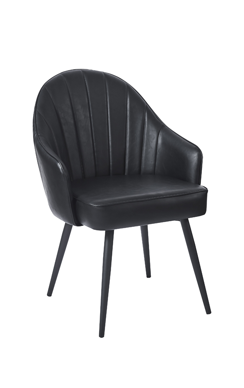 Black Steel Chair with Black Bucket Seat Upholstered Chairs
