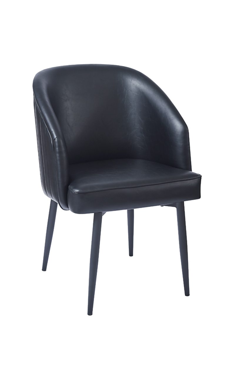 Black Barrel Chair with Black Steel Legs