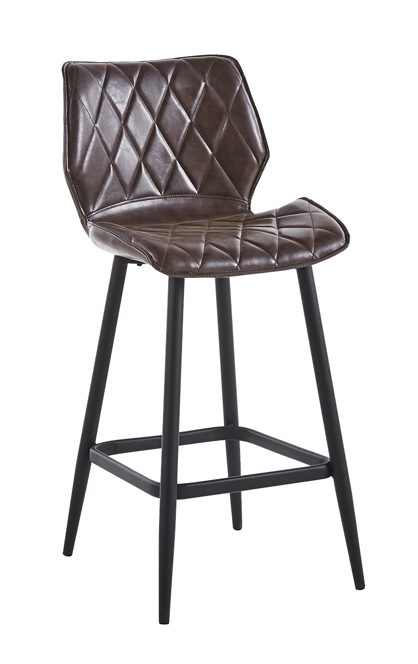 Metal Chair with Dark Brown Diamond Stitched Vinyl Seat Restaurant