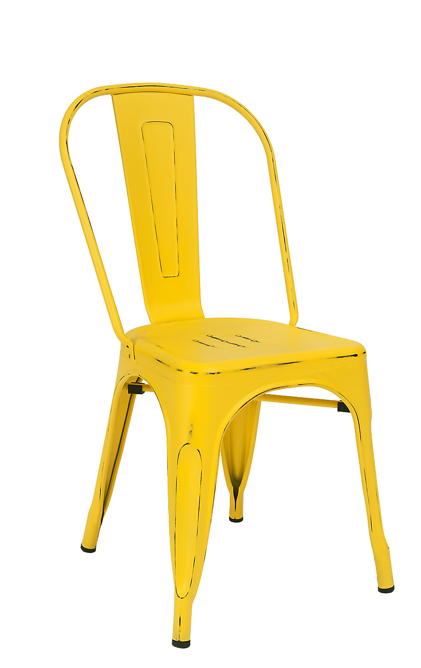 Tolix Metal Chair w/Antique Yellow Finish Industrial Chairs