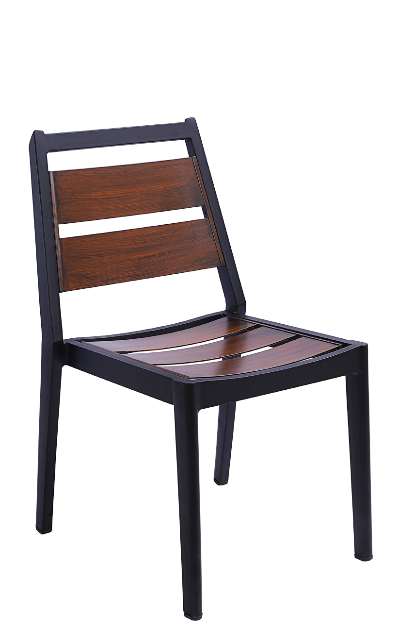 Black Aluminum Outdoor Chair w/Aluminum MultiSlat Seat and Back