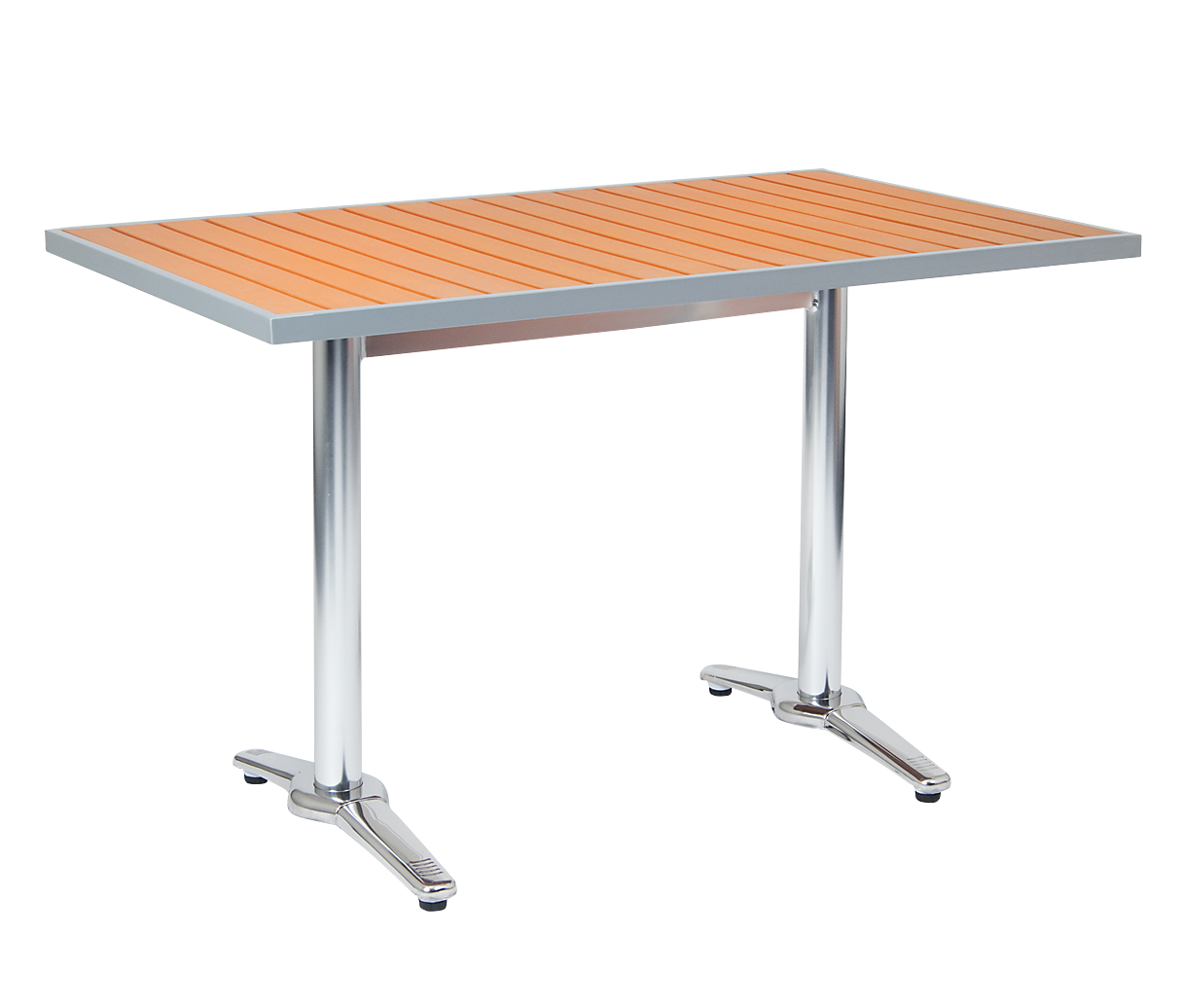 Aluminum Patio Table w/Imitation Teak Slat Top 30"x48"