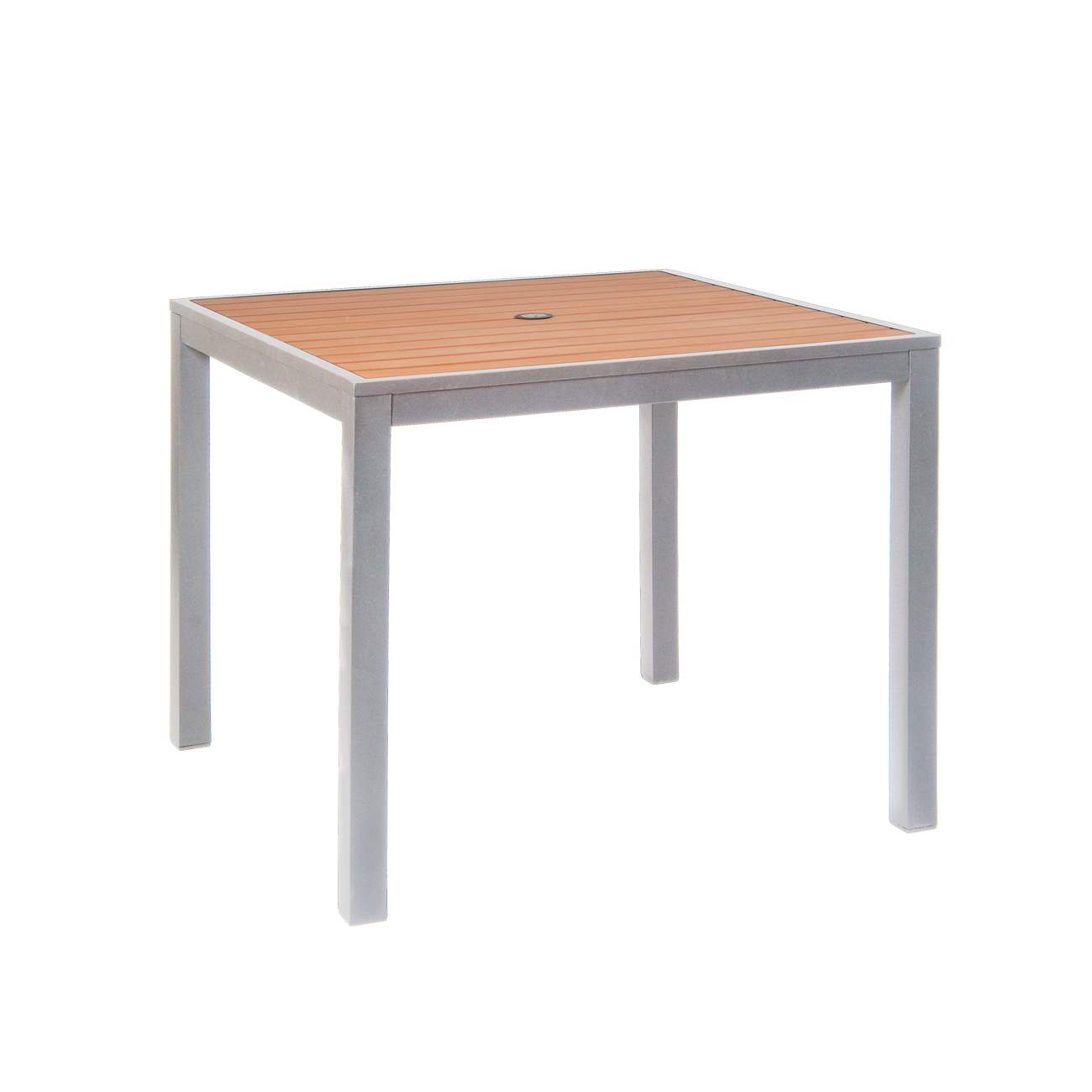 Aluminum Patio Table w/Imitation Teak Slat Top 36"x36"