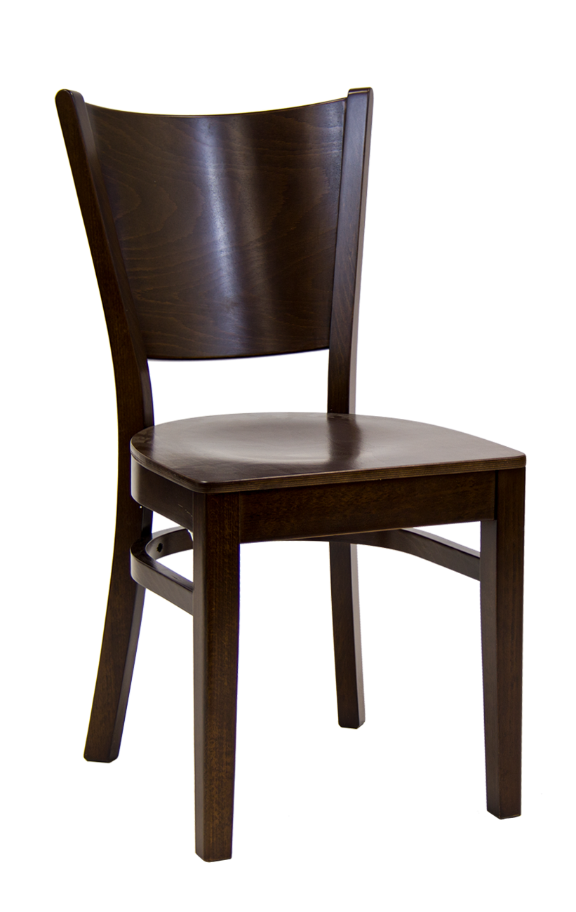 Walnut Frame and Beechwood Curve Plain Back Chairl w/ Veneer Seat