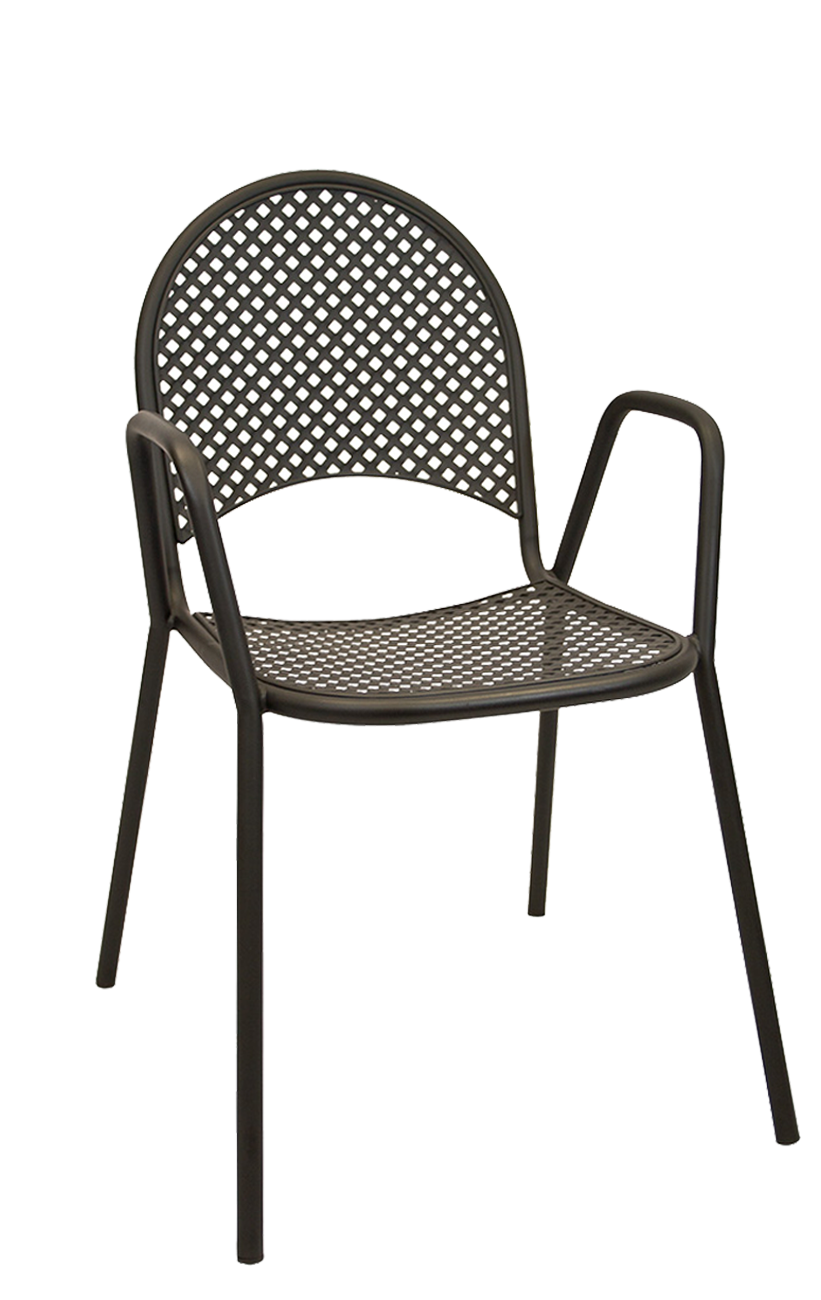Stackable Metal Patio Chair w/Armrests Arm Chairs Chairs