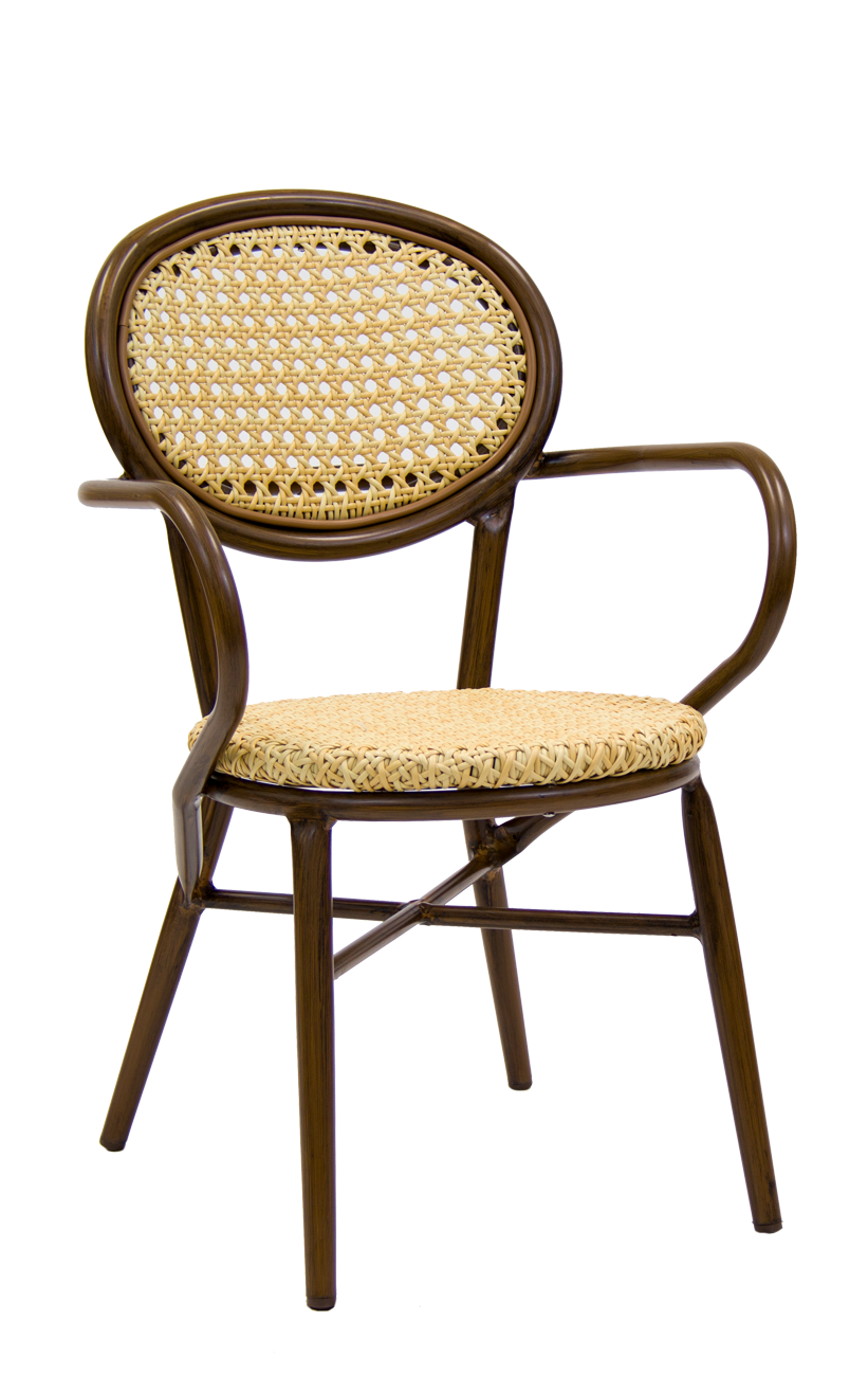 Aluminum Outdoor Armchair with Poly Woven Rattan Back & Seat Outdoor
