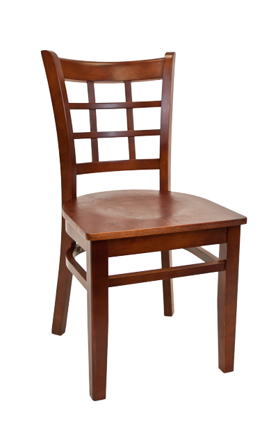 Dark Mahogany Frame and Veneer Seat Beechwood Window Back Chair