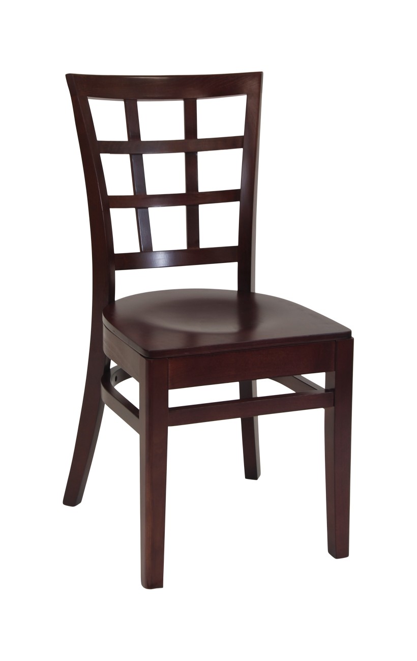 Dark Mahogany Frame and Veneer Seat Beechwood Window Back Chair