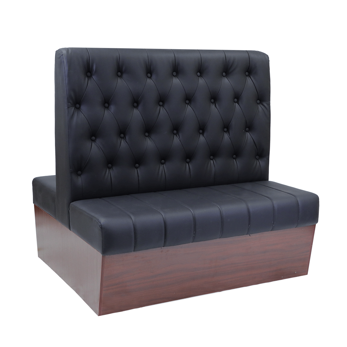 Double Melamine Frame Booth with Button Tufted Vinyl Back & Plain Seat