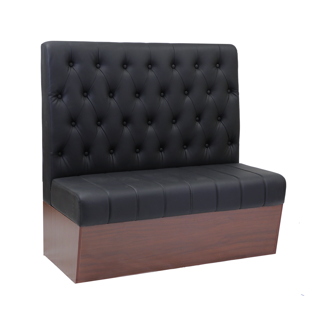 Single Melamine Frame Booth with Button Tufted Vinyl Back & Plain Seat