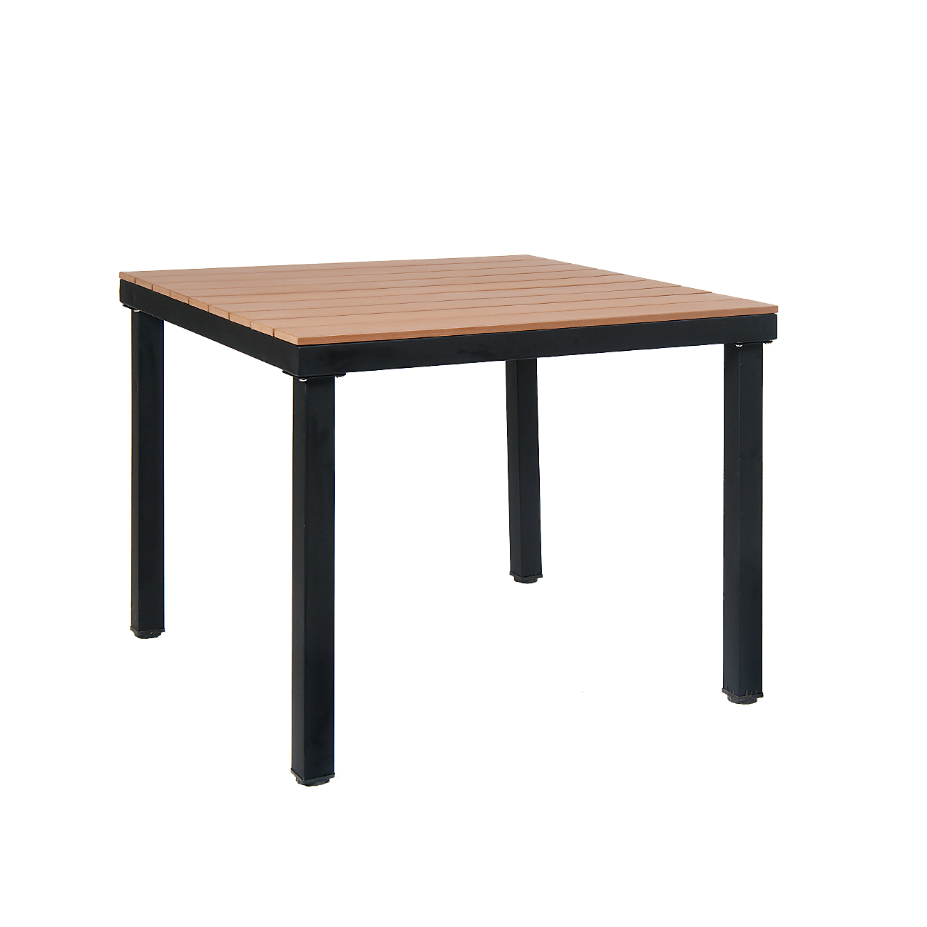 36" X 36" Metal Patio Table with Coral Imitation Teak Slats in Black