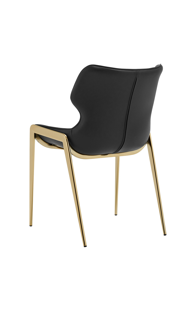 Modern Indoor Metal Chair with Black Upholstered Seat and Backrest ...