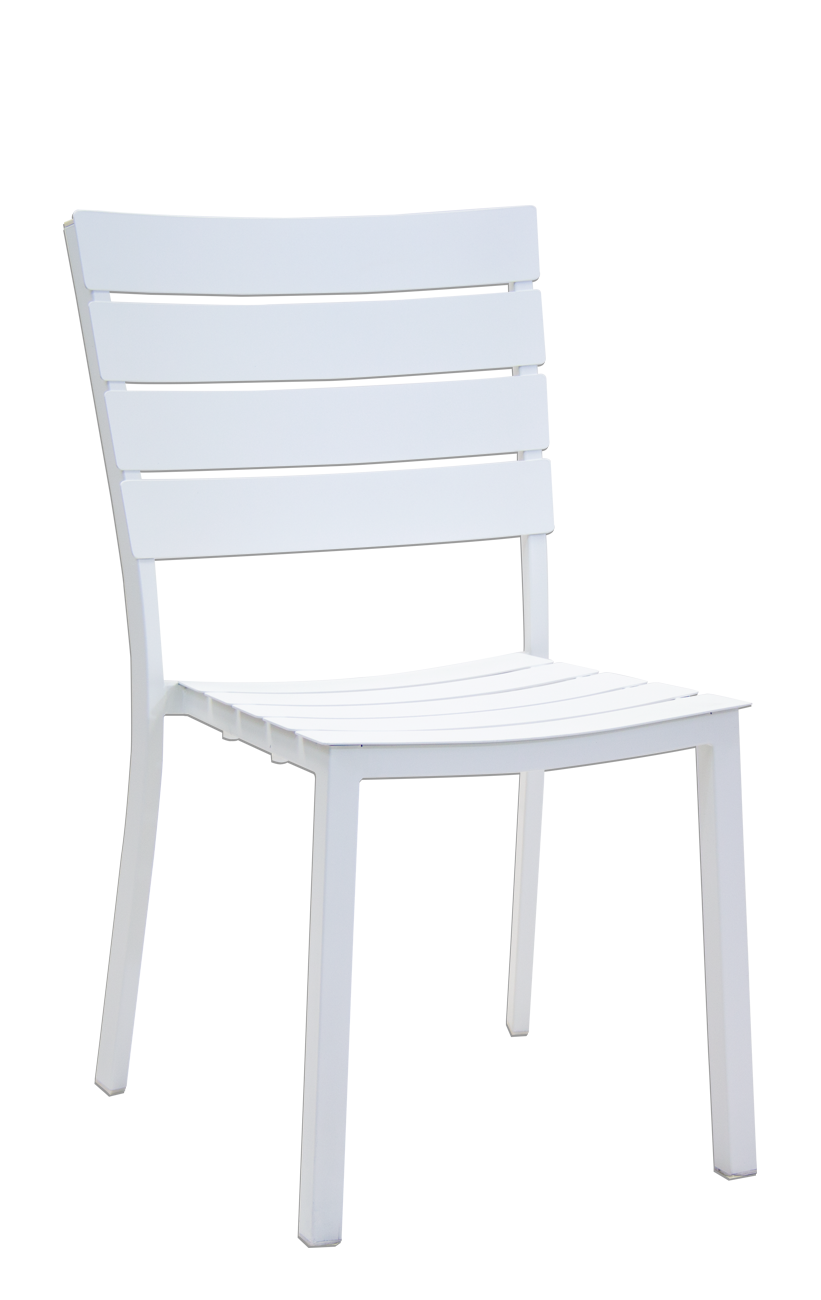 Ladder Back Outdoor Metal Armless Chair in White Finish