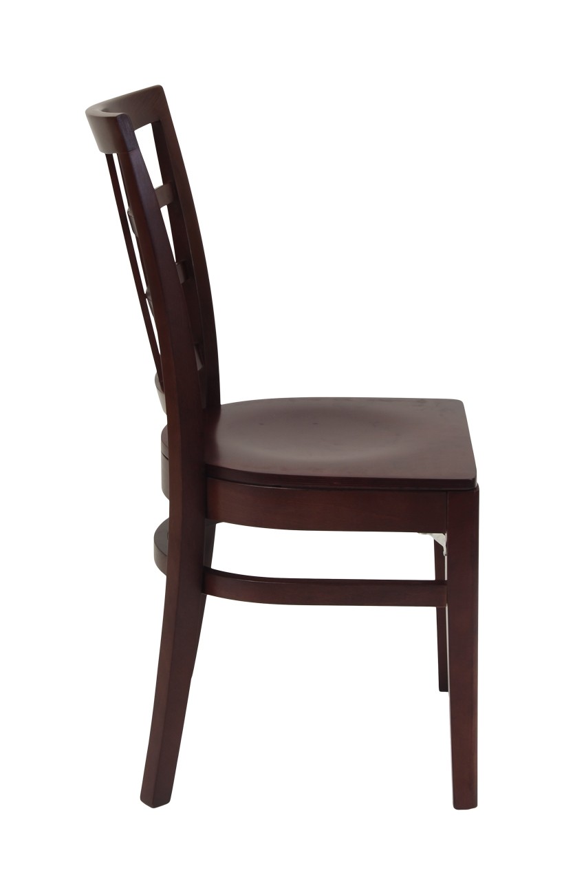Dark Mahogany Frame and Veneer Seat Beechwood Window Back Chair