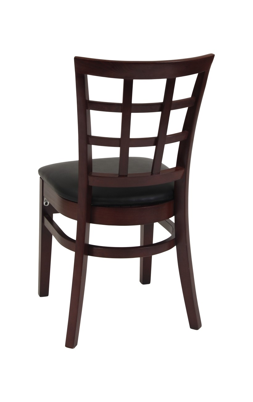 Dark Mahogany Frame and Vinyl Seat Beechwood Window Back Chair