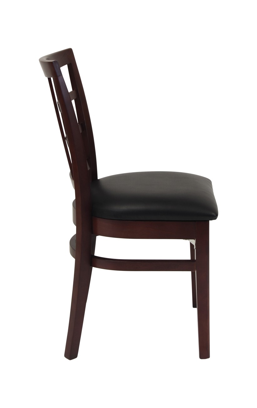 Dark Mahogany Frame and Vinyl Seat Beechwood Window Back Chair