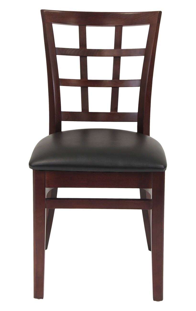 Dark Mahogany Frame and Vinyl Seat Beechwood Window Back Chair