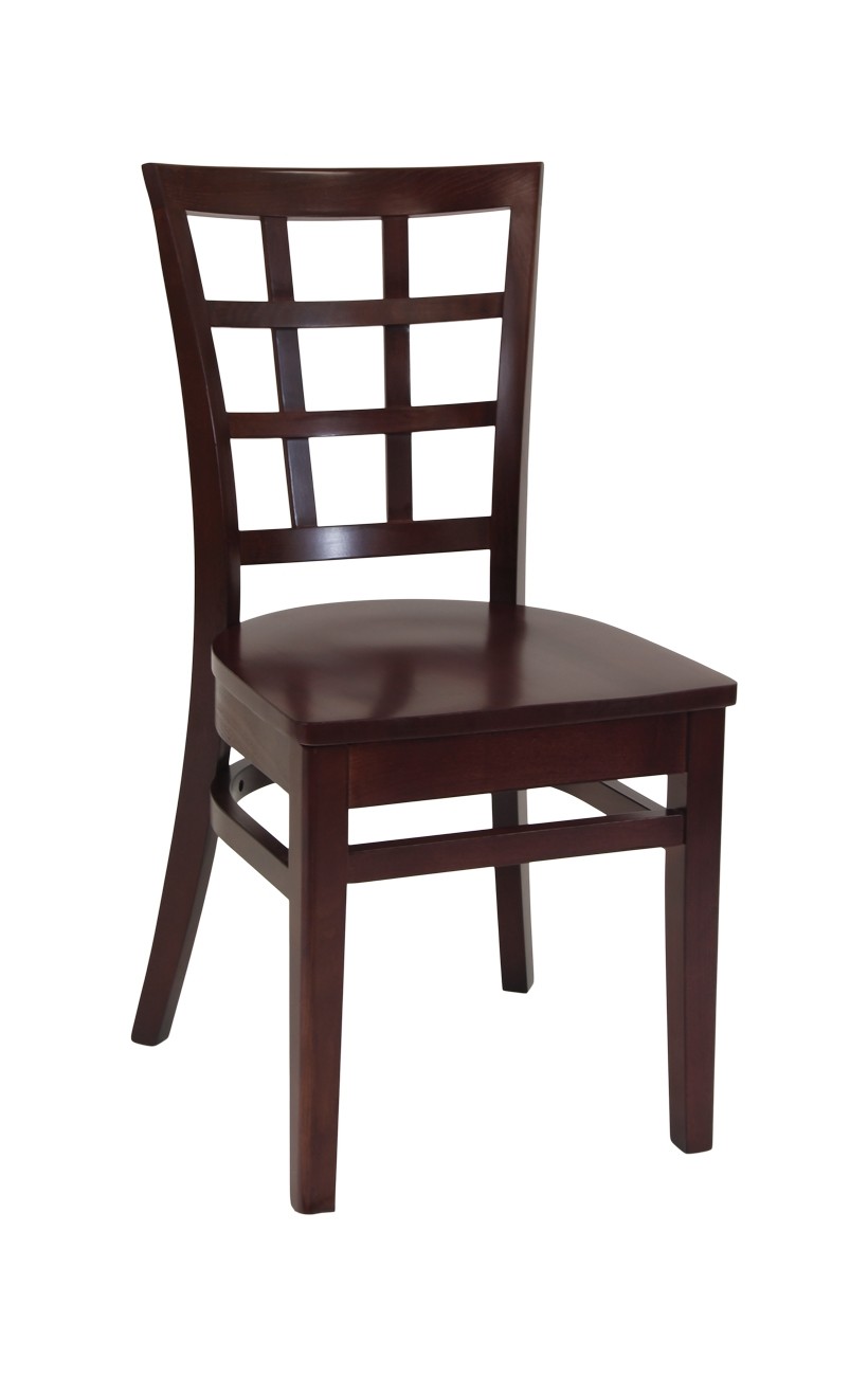Dark Mahogany Frame and Wood Seat Beechwood Window Back Chair