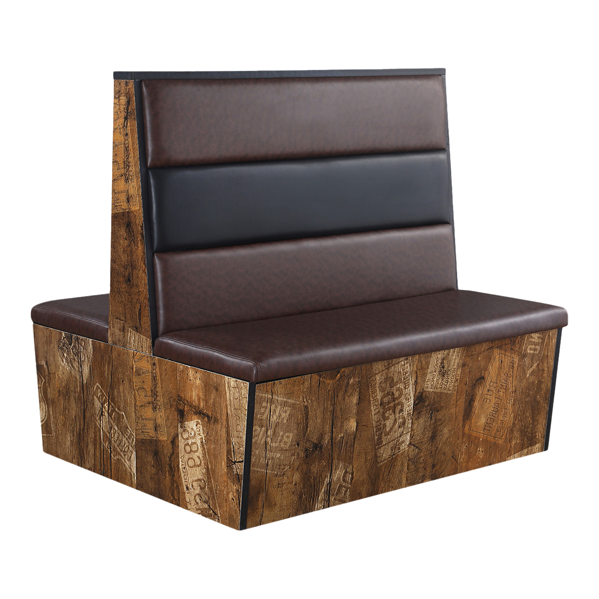 3Channel Back Double Booth with Padded Vinyl Seat 46"H