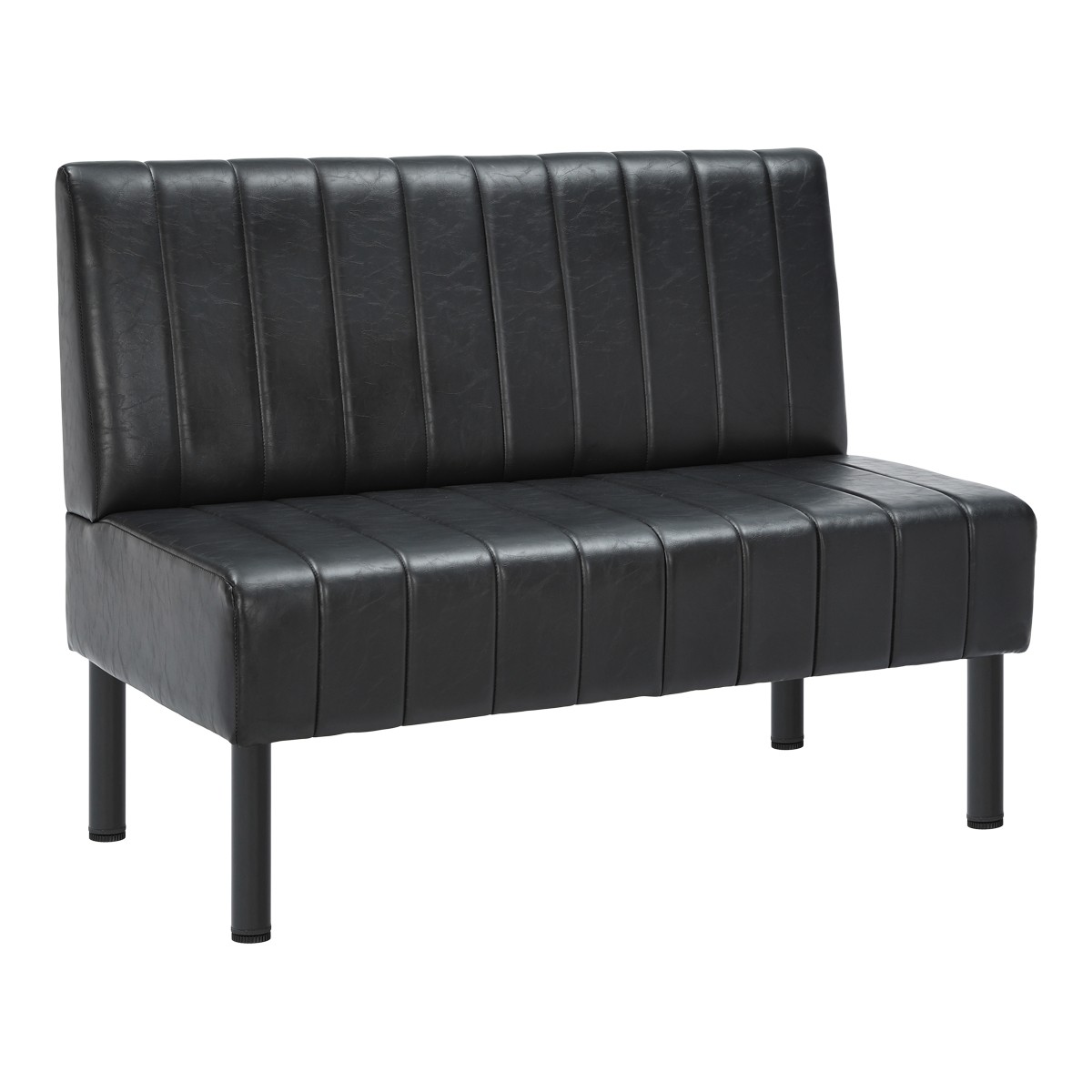 Black L-Shaped Booth with Upholstered Vertical Channel Backrest Corner ...